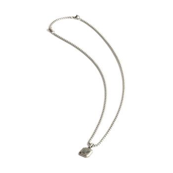 Halskette aus Titan/Stahl mit grauem Larvikit-Stein - Meraki Grey